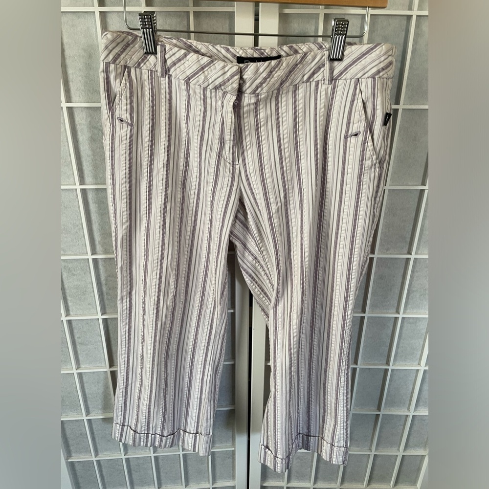 Bobby J short pant, Striped Purple and White, Size 7.